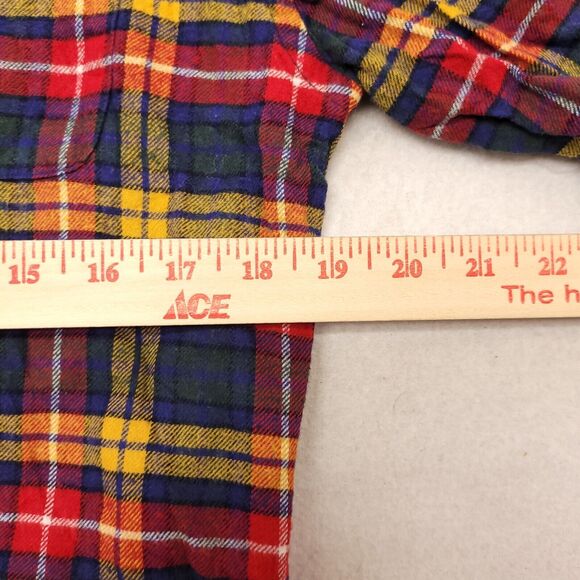 Croft & Barrow Madras Flannel Button Up Shirt Mens Size Medium M Blue Red Yellow - Picture 9 of 10